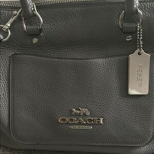 Coach Charcoal Leather Tote with Silver Accents